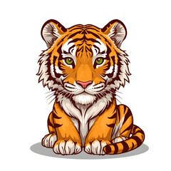 Running Tiger Forward on White Background