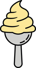 Scooped ice cream or sorbet served on a spoon icon Clip Art Vector illustration