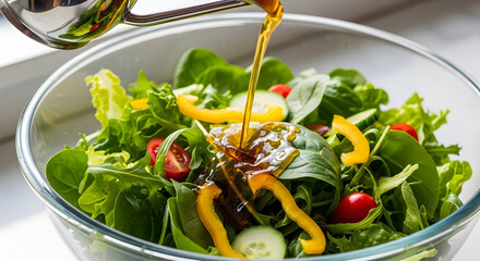 Fresh Garden Salad with Vegetables and Greens.