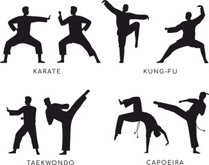 vector silhouettes of boxer