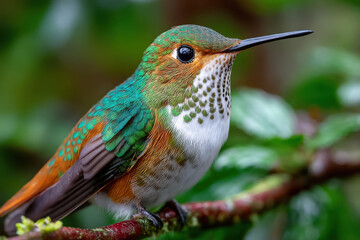 Obraz premium Colorful Hummingbird Perched on a Branch