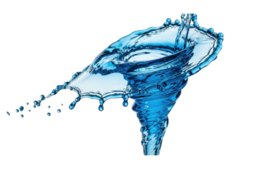 Elegant arc of water frozen in time, showcasing its smooth texture and dynamic form against a white backdrop, isolated on transparent background, perfect for conveying purity and refreshment