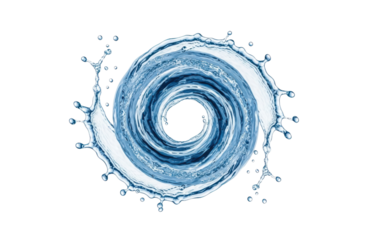 A mesmerizing water spiral gracefully unfurls, its ethereal form capturing the essence of fluidity and motion, a testament to the beauty of natures artistry, isolated on transparent background