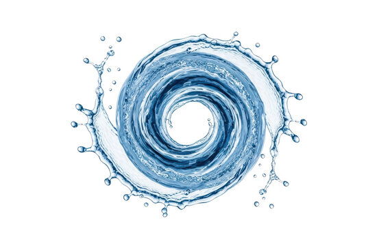 A mesmerizing water spiral gracefully unfurls, its ethereal form capturing the essence of fluidity and motion, a testament to the beauty of natures artistry, isolated on transparent background
