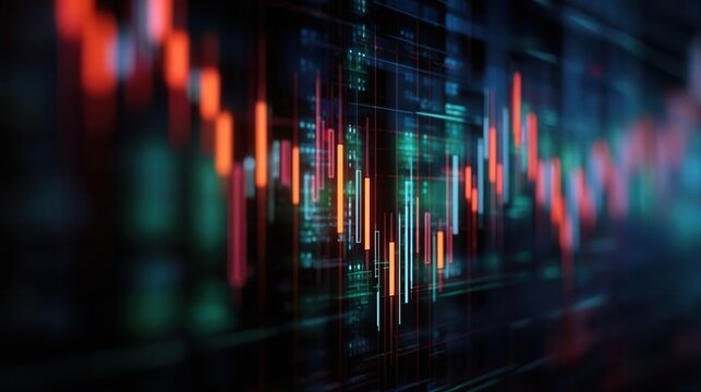 Dynamic Financial Market Visualization Showcasing Vibrant Candlestick Charts
