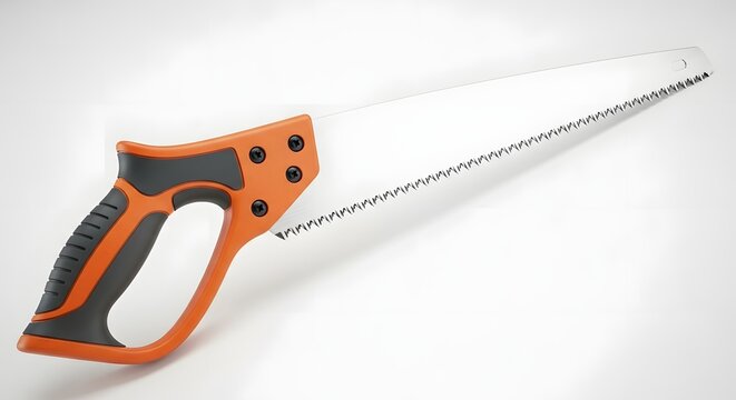 Hand saw tool for cutting wood orange handle carpentry equipment manual saw for woodworking and diy projects