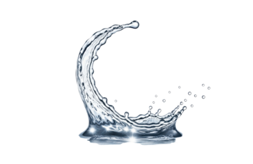 A captivating water splash, frozen in time against an isolated on transparent background, showcasing the dynamic movement and pristine clarity of liquid in a mesmerizing display of natural artistry