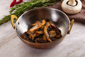 Vegan cuisine - roasted champignon slices