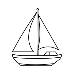 Isolated vector illustration of a white sailing yacht or boat for summer sea travel and nautical sports
