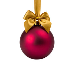 red christmas ball with red bow isolated on transparent background png