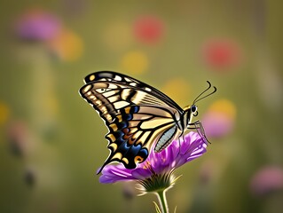 Fototapeta premium Swallowtail butterfly on flower