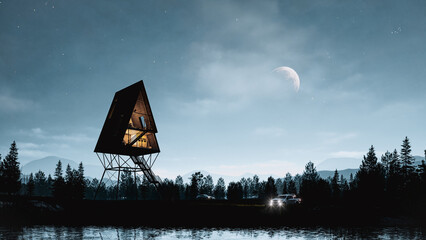 moonlight retreat building render