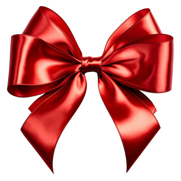 silk red bow isolated on transparent background, png
