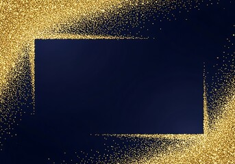 A luxurious dark blue background framed with sparkling gold glitter, creating a glamorous and elegant backdrop for text, design, or a special occasion invitation
