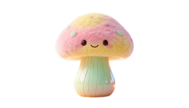 Colorful pastel mushroom  cute character 3D - Powered by Adobe