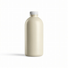 Matte cream bottle with minimal cylindrical design isolated on clean studio background for packaging