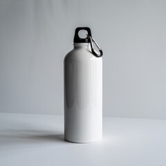 Tall metal bottle with secure screw lid loop handle isolated on clean studio background for product packaging