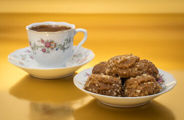 Greek Coffee and Christmas honey cookies 'Melomakarona'