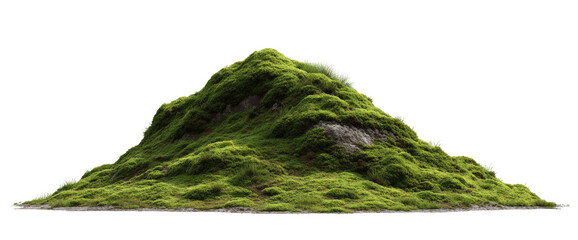 A lush, triangular mound of moss-covered rocks