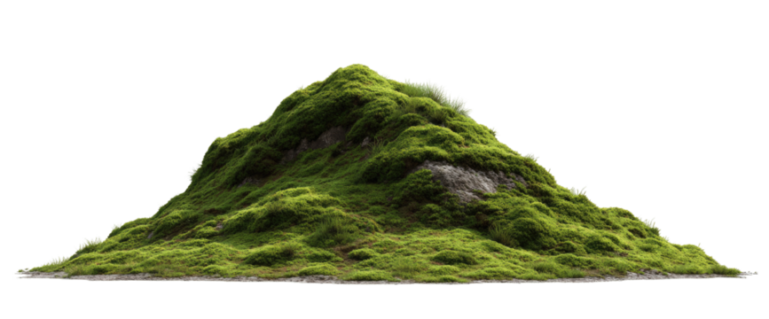 A lush, triangular mound of moss-covered rocks