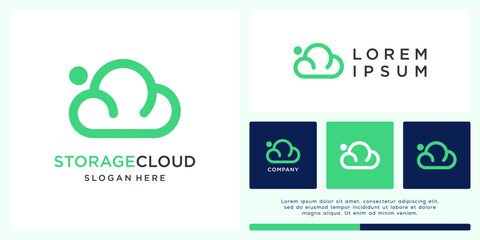 Storage cloud logo design template