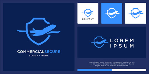 Commercial plane secure logo design