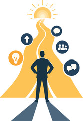 Transformational Leadership Pathway &mdash; Visionary Roadmap Vector Illustration for Corporate Training