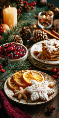 Christmas Scene with Dried Orange Slices, nd Star-Shaped Decorations