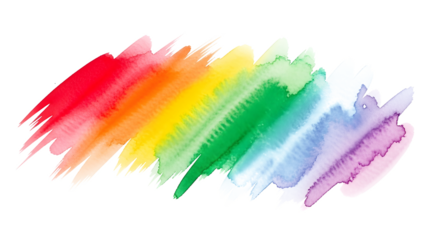 Vibrant artistic hand-painted watercolor rainbow brush stroke element with textured details for creative designs