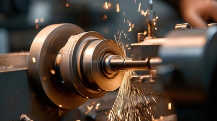 Mastering Metal Shaping on a Lathe Grinder With Vibrant Sparks Flying in the Workshop