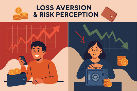 Loss Aversion in Investment Decisions &mdash; Behavioral Economics Vector