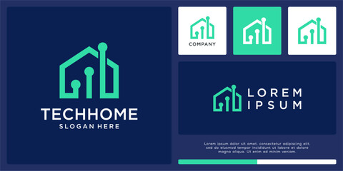 Tech home logo design minimalist template