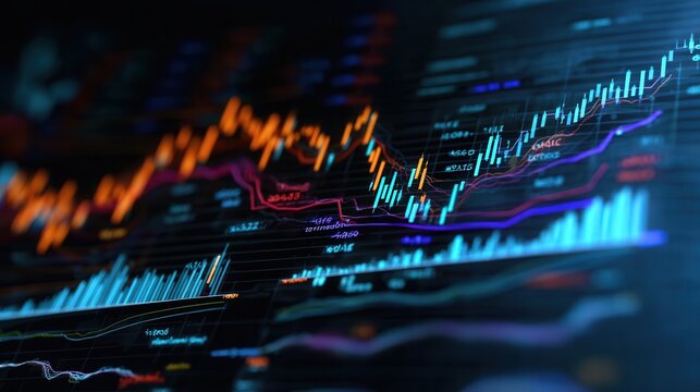 Colorful Stock Market Data Animation Showcasing Dynamic Forex Trading Trends and Patterns