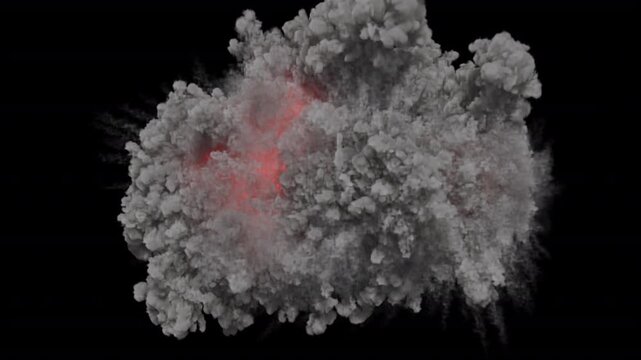 Double fiery explosion on transparent background

two large fireballs colliding with bright orange glow and spreading smoke, with alpha channel for vfx compositing.

