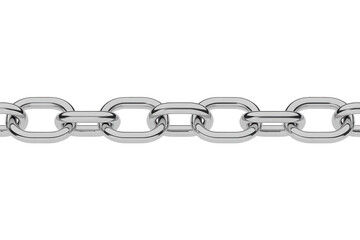 Strong and shiny silver chain links representing connection and security, perfect for symbolizing strength in business, unbreakable bonds, and reliable technology solutions
