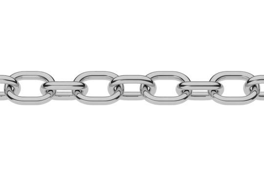 Strong and shiny silver chain links representing connection and security, perfect for symbolizing strength in business, unbreakable bonds, and reliable technology solutions