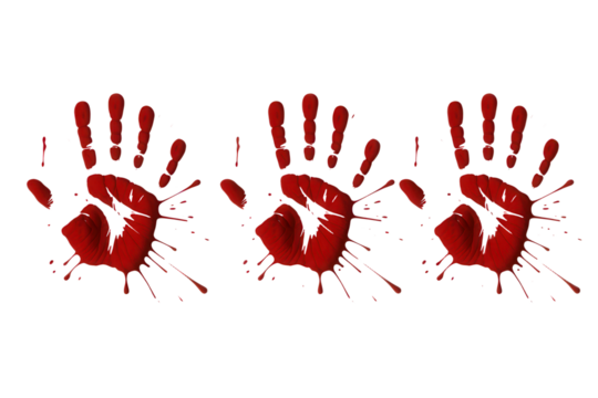 Bloody handprints create a chilling scene, perfect for horror themes, Halloween designs, or crime scene visuals that evoke suspense and intrigue, adding a dark and dramatic touch, ideal for thrillers