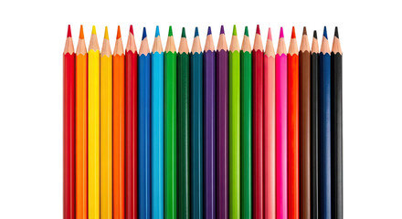 Obraz premium Row of Brightly Colored Pencils Arranged on Isolated transparent background