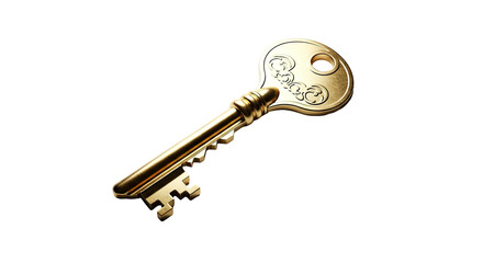 Vintage Golden Skeleton Key on Isolated transparent background