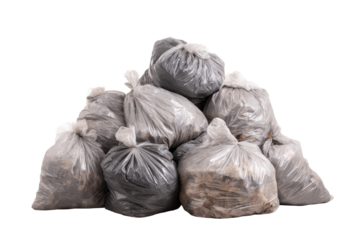 A pile of filled plastic garbage bags