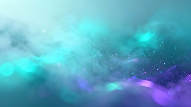Abstract teal purple background with sparkling particles and soft bokeh lights - Powered by Adobe