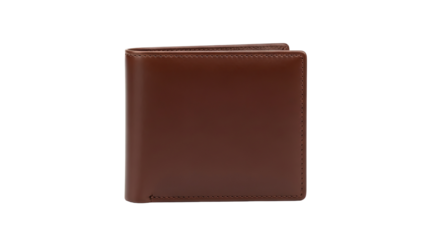 Dark Brown Leather Wallet Closed on an Isolated transparent background, Sophisticated Men's Accessory