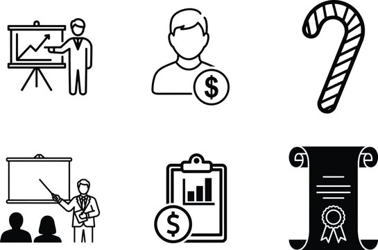 Business presentation and achievement icons isolated on, perfect for infographics and designs