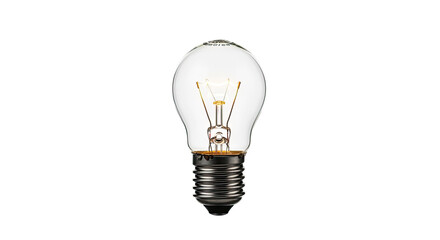 Classic Incandescent Light Bulb with Visible Filament on an Isolated transparent background, Bright Idea Concept