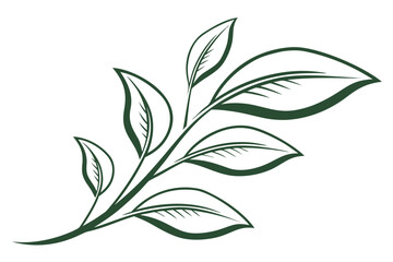 Dark Green Outline of a Branch with Five Leaves plant