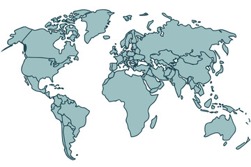 World Map Outline With Country Borders earth globe