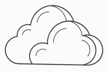 Simple outline drawing of two fluffy clouds weather