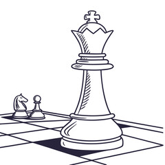 Chess King Pawn and Knight on Board chess pieces