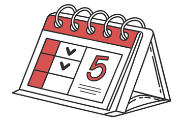 Desk Calendar with Checkmarks and Number 5 illustration