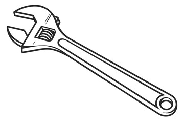 Adjustable wrench tool illustration spanner hardware